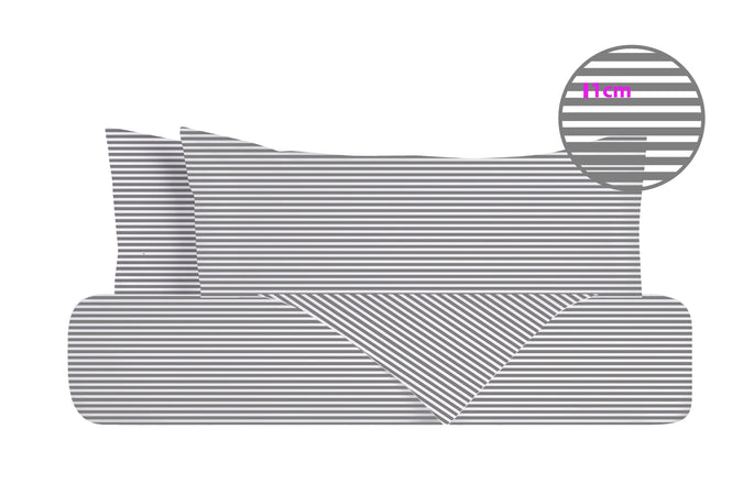 Set copripiumino federe parure copripiumino stampa digitale 100% cotone Made in Italy RIGA GRIGIO