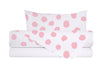 Completo letto lenzuola federe bifaccia double face stampa digitale in cotone made in italy DOT MAXI ROSA/BIANCO