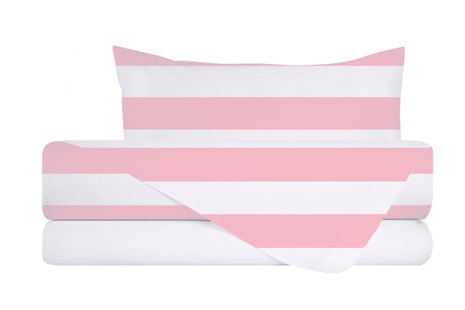 Completo letto lenzuola federe bifaccia double face stampa digitale in cotone made in italy RIGA MAXI ROSA