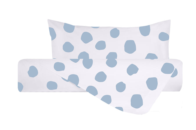 Set copripiumino federe parure copripiumino stampa digitale 100% cotone Made in Italy DOT MAXI CELESTE