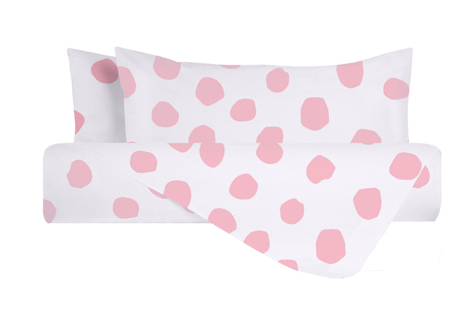 Set Copripiumino federe parure Copripiumino Stampa Digitale 100% Cotone, Made in Italy DOT MAXI ROSA