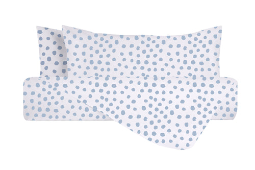 Set Copripiumino federe parure Copripiumino Stampa Digitale 100% Cotone, Made in Italy  DOT MINI CELESTE