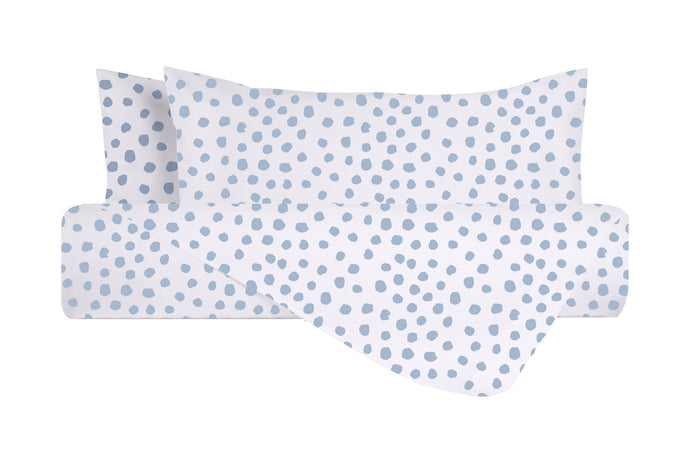 Set Copripiumino federe parure Copripiumino Stampa Digitale 100% Cotone, Made in Italy  DOT MINI CELESTE