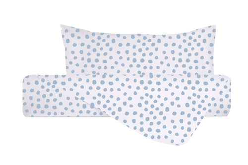 Set Copripiumino federe parure Copripiumino Stampa Digitale 100% Cotone, Made in Italy  DOT MINI CELESTE