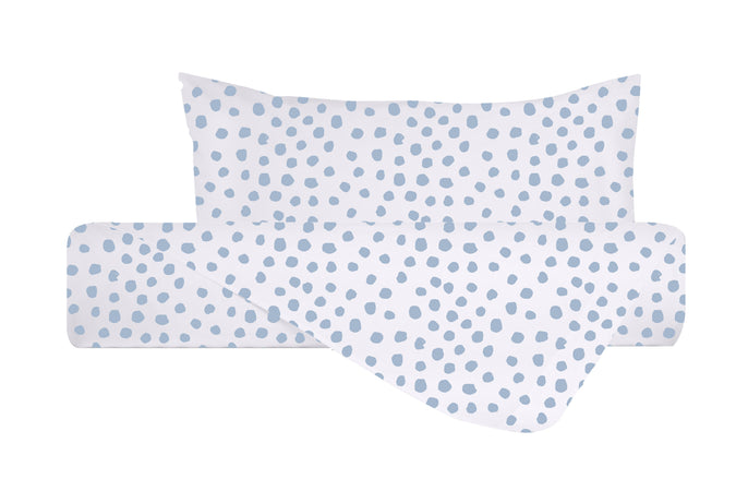 Set Copripiumino federe parure Copripiumino Stampa Digitale 100% Cotone, Made in Italy  DOT MINI CELESTE