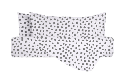 Set copripiumino federe parure copripiumino stampa digitale 100% cotone Made in Italy DOT MINI GRIGIO