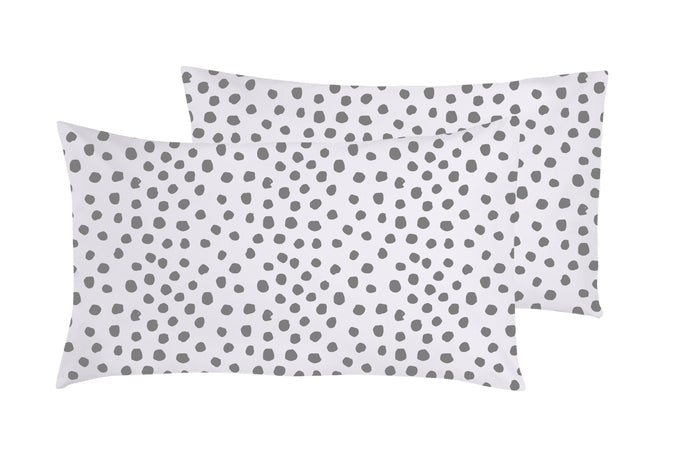 Set 2 federe coppia di federe stampa digitale 100% cotone Made in Italy DOT MINI GRIGIO