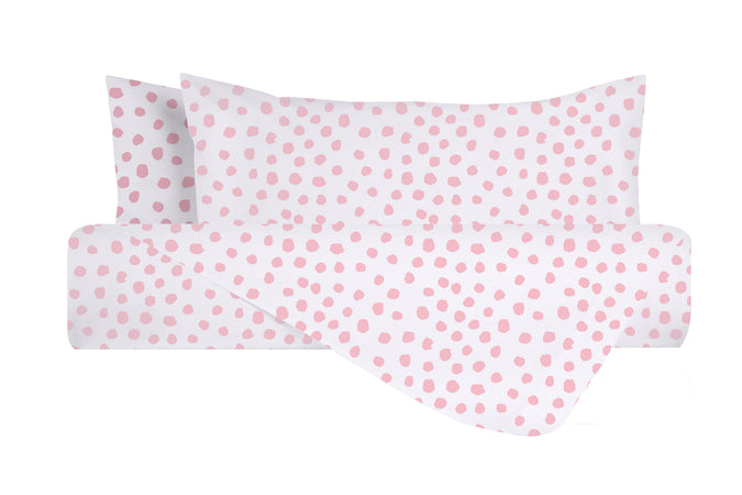 Set Copripiumino federe parure Copripiumino Stampa Digitale 100% Cotone, Made in Italy DOT MINI ROSA