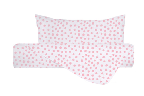 Set Copripiumino federe parure Copripiumino Stampa Digitale 100% Cotone, Made in Italy DOT MINI ROSA