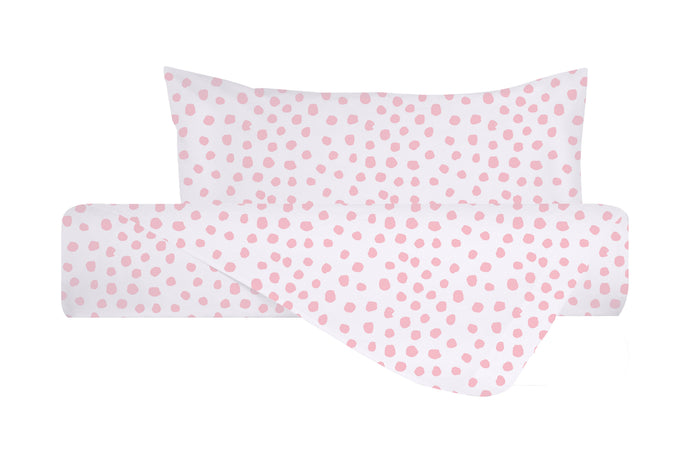 Set Copripiumino federe parure Copripiumino Stampa Digitale 100% Cotone, Made in Italy DOT MINI ROSA