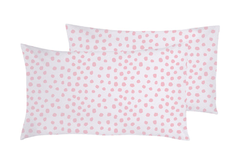 Set 2 federe coppia di federe stampa digitale 100% cotone Made in Italy DOT MINI ROSA