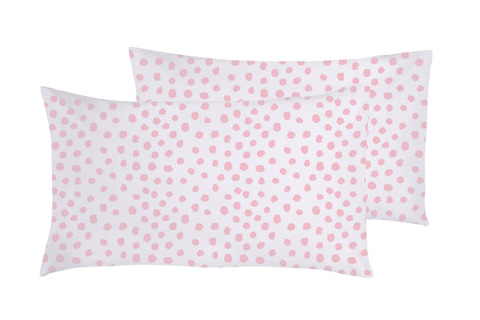 Set 2 federe coppia di federe stampa digitale 100% cotone Made in Italy DOT MINI ROSA