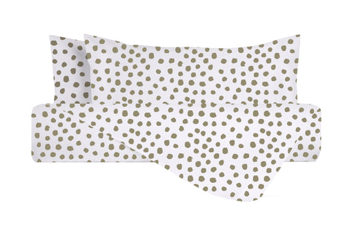 Set Copripiumino federe parure Copripiumino Stampa Digitale 100% Cotone, Made in Italy DOT MINI TORTORA