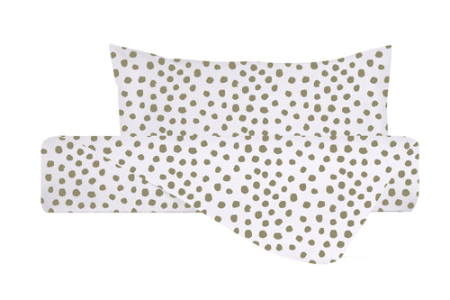 Set Copripiumino federe parure Copripiumino Stampa Digitale 100% Cotone, Made in Italy DOT MINI TORTORA
