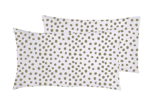 Set 2 federe coppia di federe stampa digitale 100% cotone Made in Italy DOT MINI  TORTORA