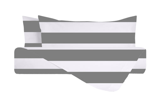 Set Copripiumino federe parure Copripiumino Stampa Digitale 100% Cotone, Made in Italy RIGA MAXI GRIGIO