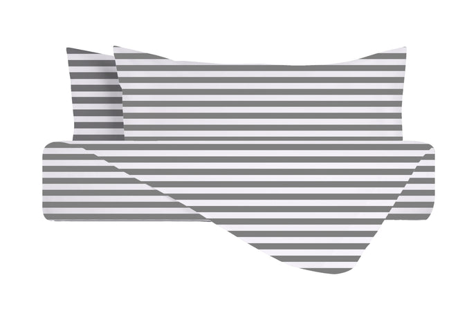 Set Copripiumino federe parure Copripiumino Stampa Digitale 100% Cotone, Made in Italy RIGA MINI GRIGIO