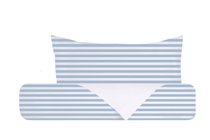 Set copripiumino federe bifaccia doubleface parure copripiumino stampa digitale 100% cotone Made in Italy RIGA MINI CELESTE