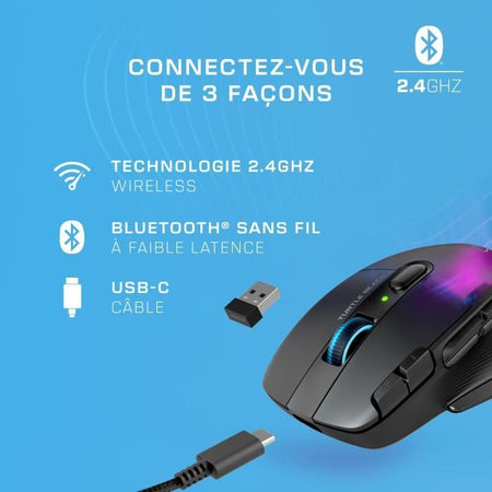 Mouse da gioco wireless - TURTLE BEACH - Kone XP Air - Con stazione di ricarica - Nero