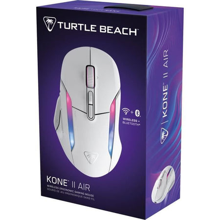 Mouse da gioco wireless - Turtle Beach Kone II Air - Ergonomico - Bianco, Bluetooth, 26.000 DPI, volante 4D