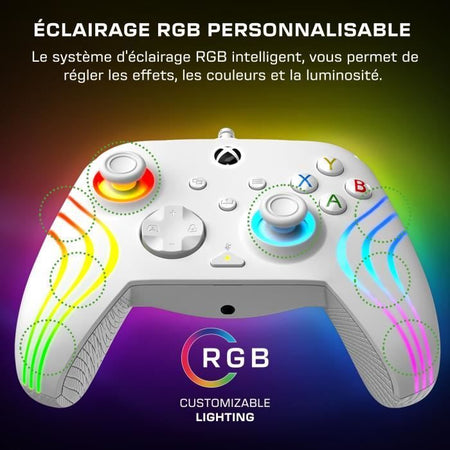 Gamepad - Xbox Series XS, Xbox One e PC - Afterglow Wave - RGB - Cablato - Bianco - TURTLE BEACH