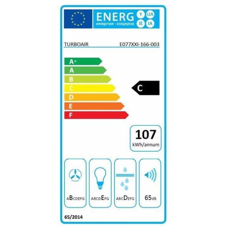 TurboAir thunder 60cm - Cappa aspirante / riciclaggio - 757 m3 aria / h con booster-69 dB con booster-3 velocità-L 60 cm-Nero
