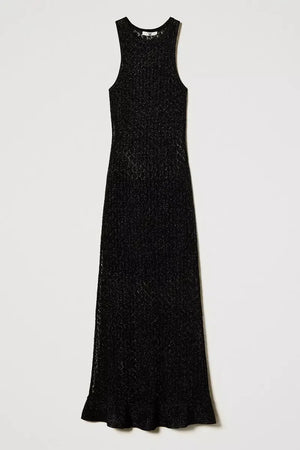TWINSET | Abito lungo a rete in maglia lurex