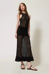 TWINSET | Abito lungo a rete in maglia lurex