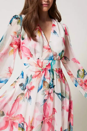 TWINSET | Abito lungo in georgette con stampa a fiori