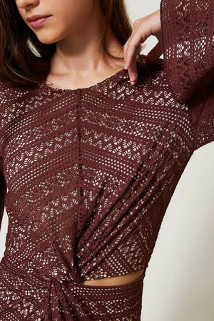 TWINSET | Abito lungo in tessuto traforato