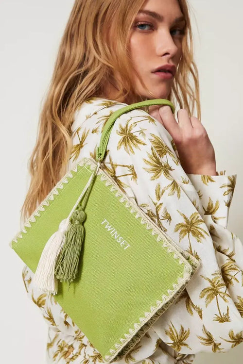 TWINSET | Pochette in canvas con ricamo