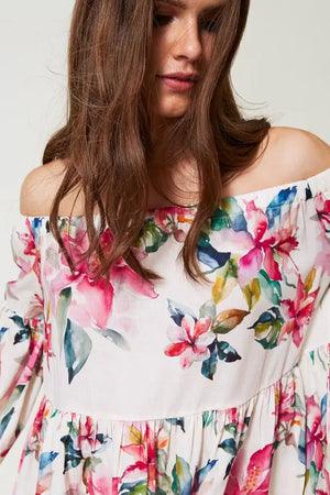 TWINSET | Blusa in misto lino con stampa a fiori