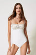 TWINSET | Costume intero a fascia con ricamo e strass
