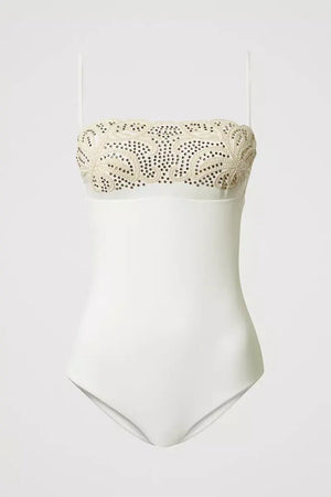TWINSET | Costume intero a fascia con ricamo e strass
