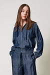 TWINSET | Felpa in chambray con zip