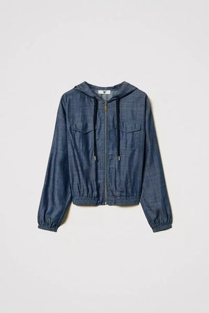 TWINSET | Felpa in chambray con zip
