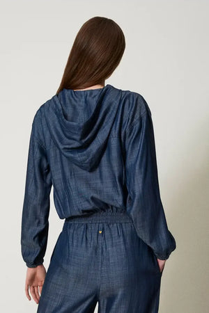 TWINSET | Felpa in chambray con zip