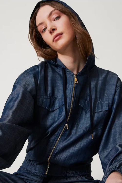 TWINSET | Felpa in chambray con zip