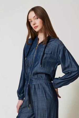 TWINSET | Felpa in chambray con zip