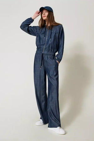 TWINSET | Felpa in chambray con zip