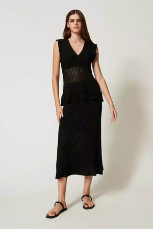 TWINSET | Gonna longuette in maglia lurex