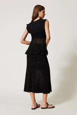 TWINSET | Gonna longuette in maglia lurex