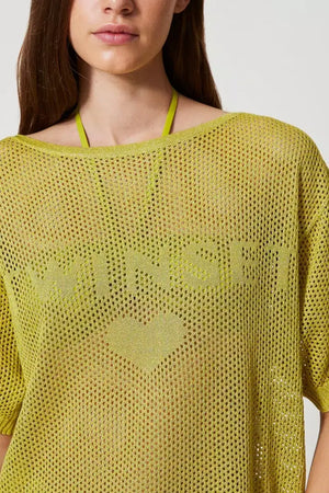 TWINSET | Maglia a rete con logo