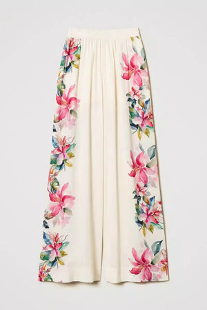TWINSET | Pantaloni in misto lino con stampa a fiori