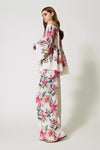 TWINSET | Pantaloni in misto lino con stampa a fiori