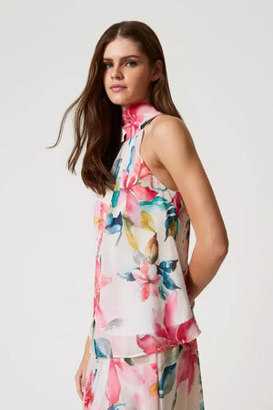 TWINSET | Top in georgette con stampa a fiori