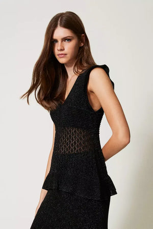 TWINSET | Maglia in filato lurex con volant