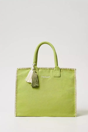 TWINSET | Borsa shopper in canvas con ricamo