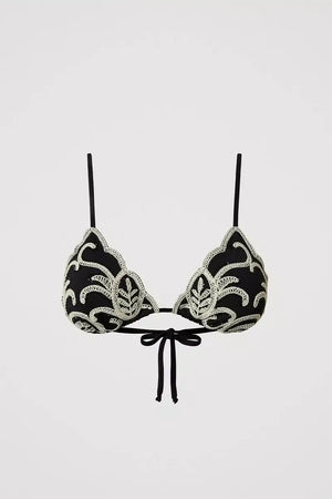 TWINSET | Bikini triangolo e slip laccetti con ricamo