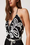 TWINSET | Tuta in misto lino con ricami
